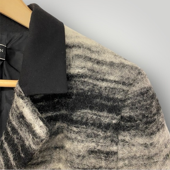 Peruvian Connection Virgin Wool Blend Black,Gray White Ombré Striped Coat Sz 10 - Picture 4 of 13